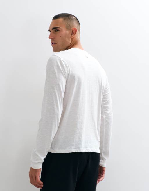 4505 t-shirt henley à manches longues en coton slub léger écru, 5 de 5