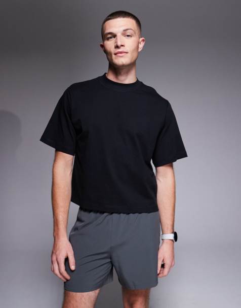 4505 - T-shirt in cotone taglio corto nera con finitura quick dry - view 1