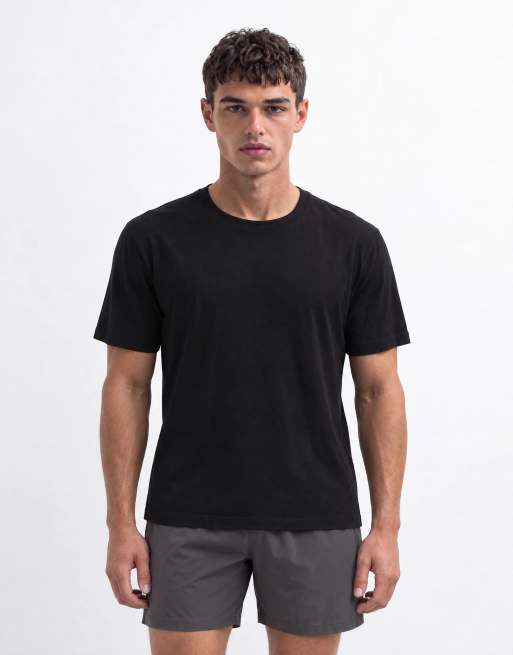 4505 t-shirt léger en coton flammé à manches courtes noir, 8 de 10