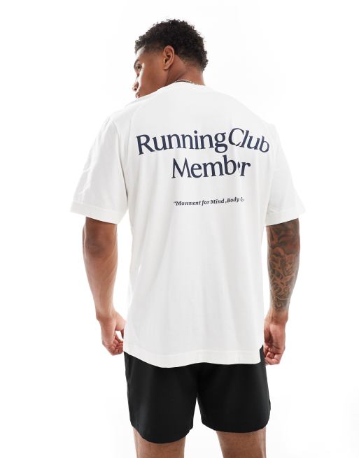 4505 - T-shirt met Running Club-print op de achterkant in gebroken wit, 2 van 4