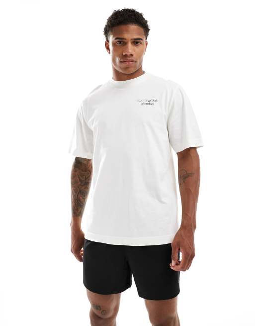 4505 - T-shirt met Running Club-print op de achterkant in gebroken wit, 3 van 4
