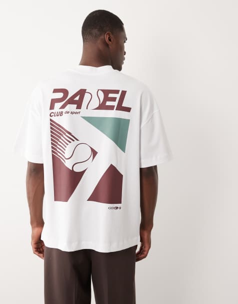 4505 - T-shirt oversize da tennis in cotone pesante bianca con stampa sul retro - view 1
