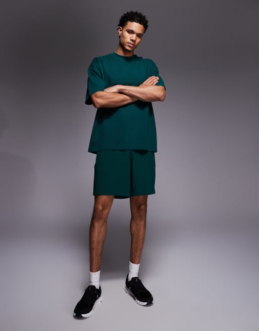 4505 - T-shirt oversize en coton épais à séchage rapide à imprimé graphique au dos - Vert bouteille délavé, 2 de 5