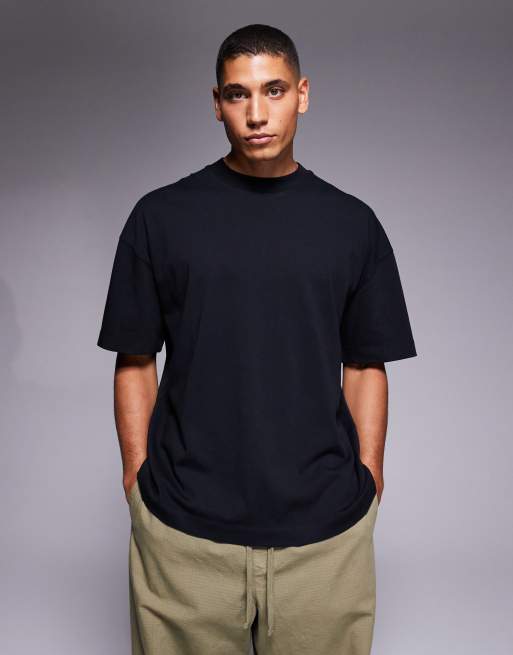 4505 - T-shirt oversize en coton épais à séchage rapide avec imprimé au dos - Noir délavé, 3 de 5