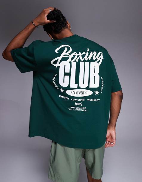 4505 - T-shirt oversize en coton épais à séchage rapide avec imprimé au dos - Vert pin - view 1