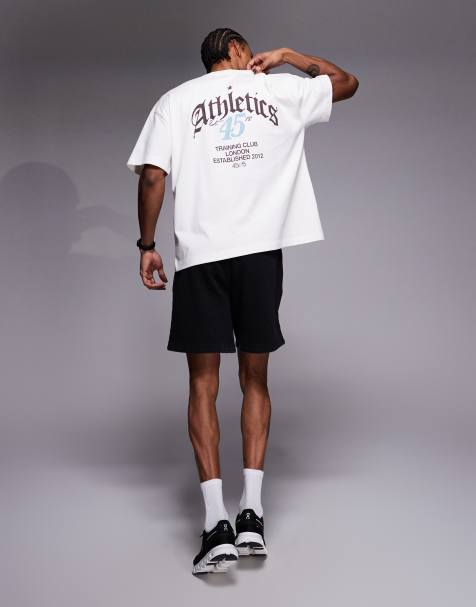 4505 - T-shirt oversize en coton épais à séchage rapide avec imprimé graphique au dos - Blanc cassé - view 1