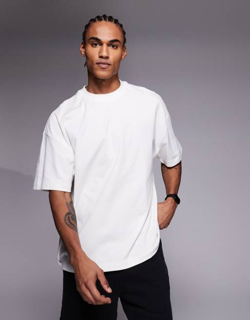 4505 - T-shirt oversize en coton épais à séchage rapide avec imprimé graphique au dos - Blanc cassé, 2 de 5