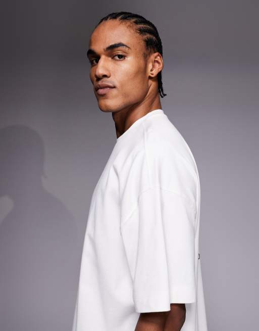4505 - T-shirt oversize en coton épais à séchage rapide avec imprimé graphique au dos - Blanc cassé, 4 de 5