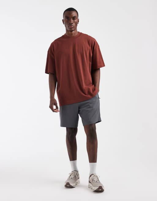 4505 - T-shirt oversize en coton épais à séchage rapide avec imprimé graphique au dos - Rouille, 2 de 5
