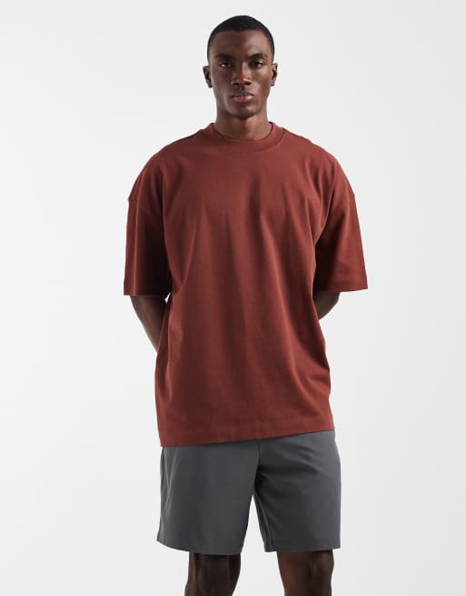 4505 - T-shirt oversize en coton épais à séchage rapide avec imprimé graphique au dos - Rouille, 4 de 5