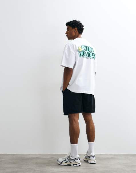 4505 - T-shirt oversize en coton épais à séchage rapide avec imprimé sur l'avant - Blanc - view 1