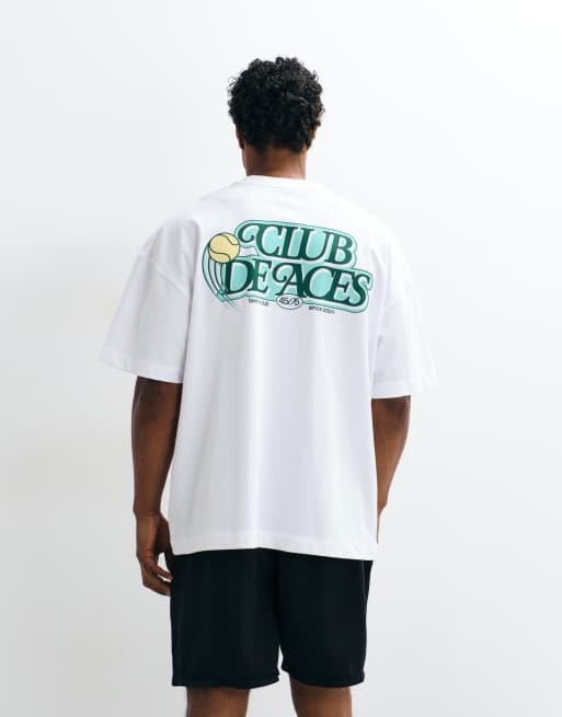 4505 - T-shirt oversize en coton épais à séchage rapide avec imprimé sur l'avant - Blanc, 4 de 5