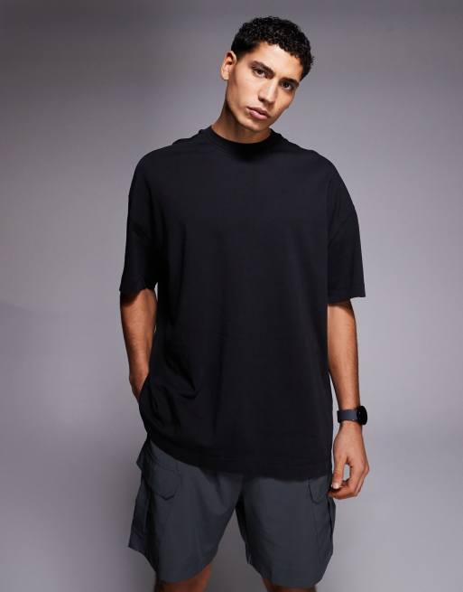 4505 - T-shirt oversize en coton épais à séchage rapide imprimé au dos - Noir délavé, 3 de 5