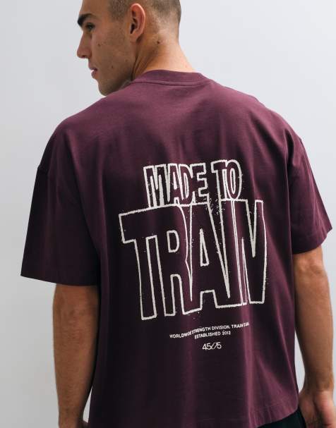 4505 t-shirt oversize en coton épais avec imprimé au dos bordeaux - view 1