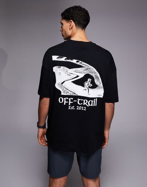 4505 - T-shirt oversize imprimé au dos en coton épais à séchage rapide - Noir - view 1