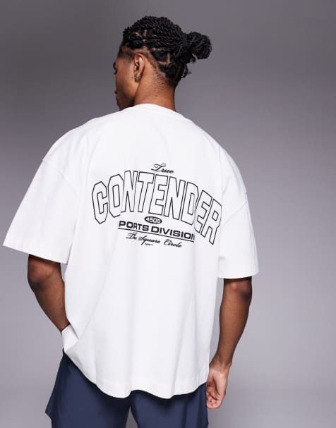 4505 - T-shirt oversize in cotone pesante bianco vintage ad asciugatura rapida con stampa sul retro - view 1