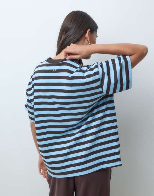 4505 t-shirt oversize in cotone pesante con finitura quick dry a righe, 4 di 5