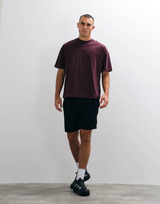 4505 t-shirt oversize in cotone pesante con stampa sul retro bordeaux, 3 di 5