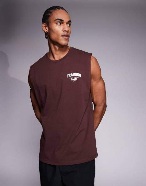 4505 - T-shirt oversize in cotone pesante marrone con grafica Training Club - view 1