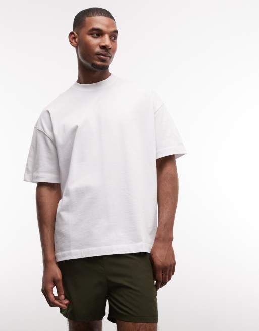4505 - T-shirt oversize in cotone pesante quick dry bianca con grafica Tour, 5 di 5