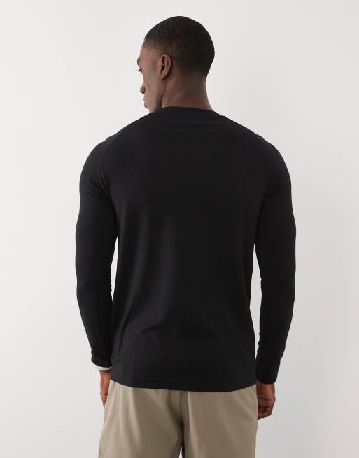 4505 - T-shirt première couche ajusté à manches longues en tulle léger sans coutures - Noir, 3 de 5