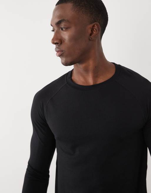4505 - T-shirt première couche ajusté à manches longues en tulle léger sans coutures - Noir, 5 de 5