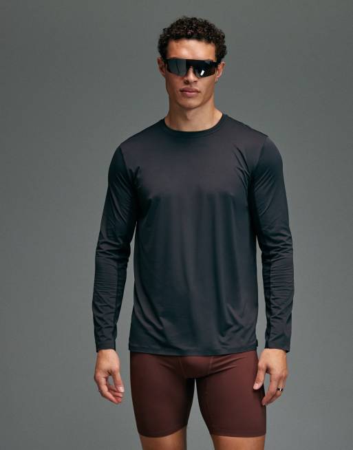 4505 - T-shirt premium da corsa a maniche lunghe ad asciugatura rapida nera con cuciture termosaldate e pannello in rete, 2 di 5