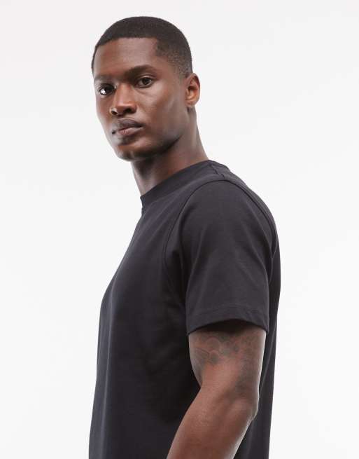4505 - T-shirt regular fit in cotone pesante nera con finitura quick dry, 3 di 5