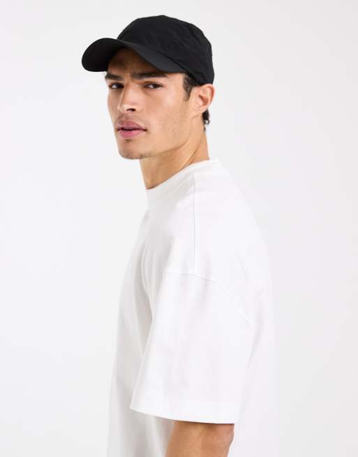 4505 - T-shirt squadrata oversize bianca in cotone pesante con spalle scivolate e finitura quick dry, 4 di 5