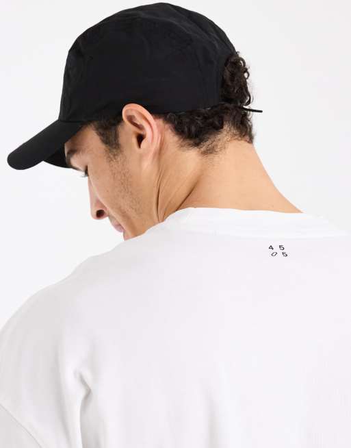 4505 - T-shirt squadrata oversize bianca in cotone pesante con spalle scivolate e finitura quick dry, 5 di 5