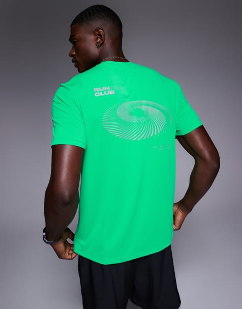 4505 - T-shirt tecnica da corsa in rete quick dry verde fluo con stampa sul retro - view 1