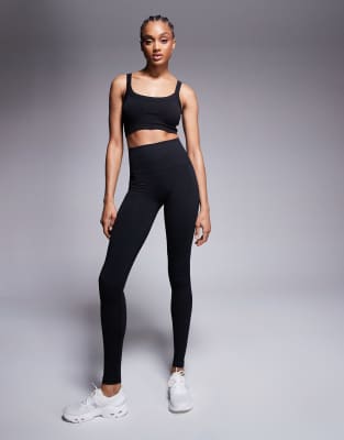 4505 Tall - Glatte, nahtlose Sport-Leggings in Schwarz mit hohem Bund