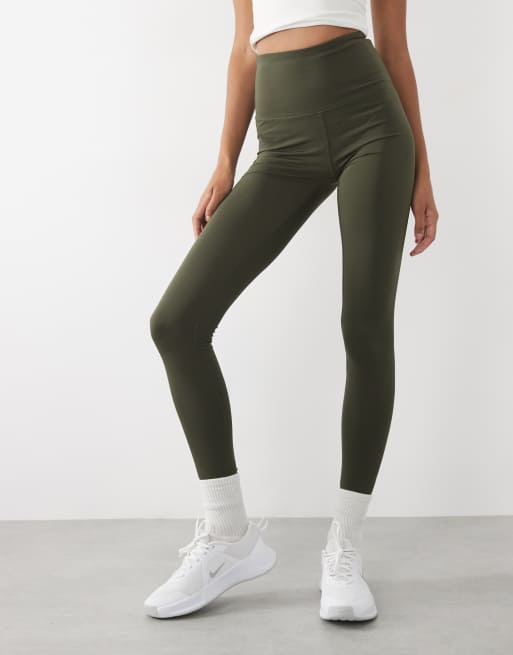 4505 Tall Icon active bum sculpt high waist gym legging with inner pocket in khaki, 3 of 5