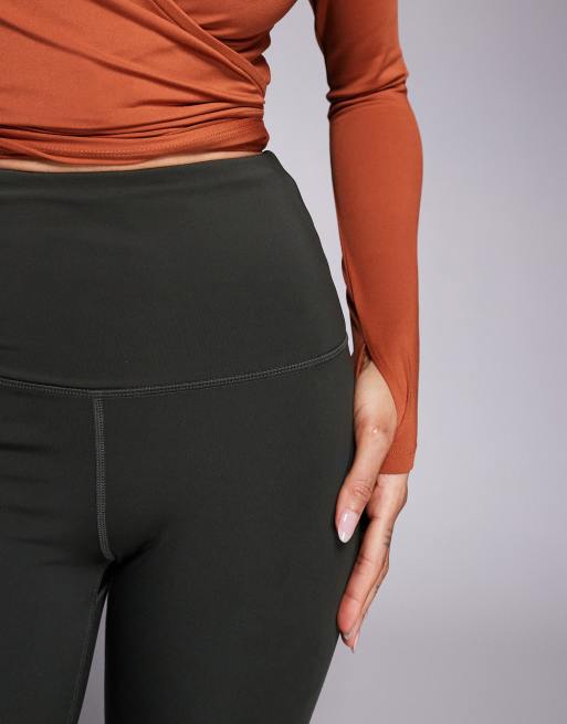 4505 Tall Icon active bum sculpt high waist gym leggings with inner pocket in khaki, 4 of 5