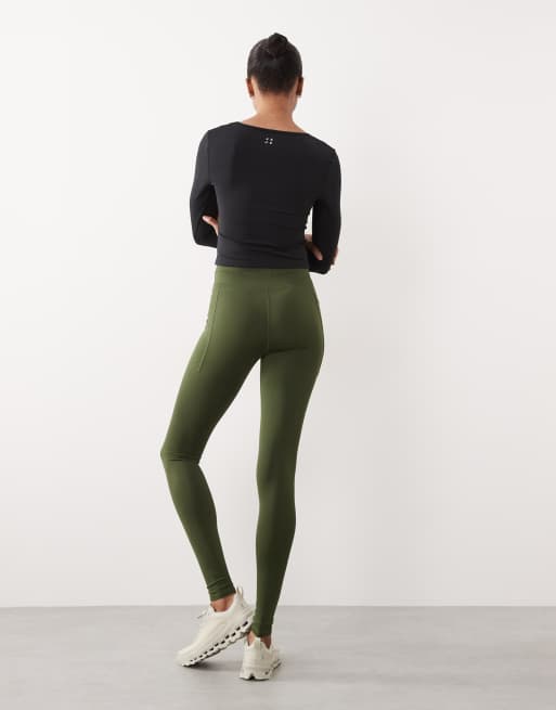 4505 - Tall - Icon - Active - Hardlooplegging met gestrikte taille en telefoonzakje in kaki, 4 van 5