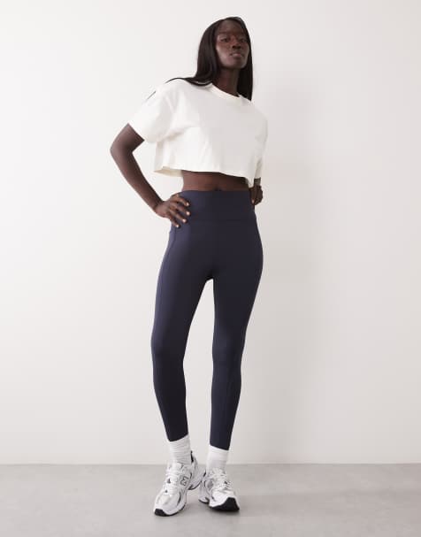 4505 Tall Icon active tie waist run legging with phone pocket in navy - view 1