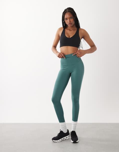 4505 Tall – Icon – Kakifärgade gymleggings med formande design baktill, hög midja och innerficka - view 1