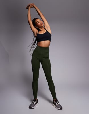 4505 Tall - Icon - Lauf-Leggings in Khaki mit Handytasche und Taillenschnürung-Grün