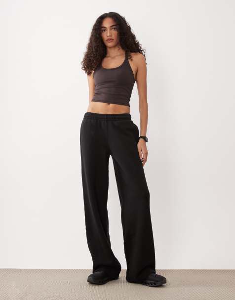 4505 Tall Icon Rest Day heavyweight 440gsm cotton wide leg trackies in washed black - view 1