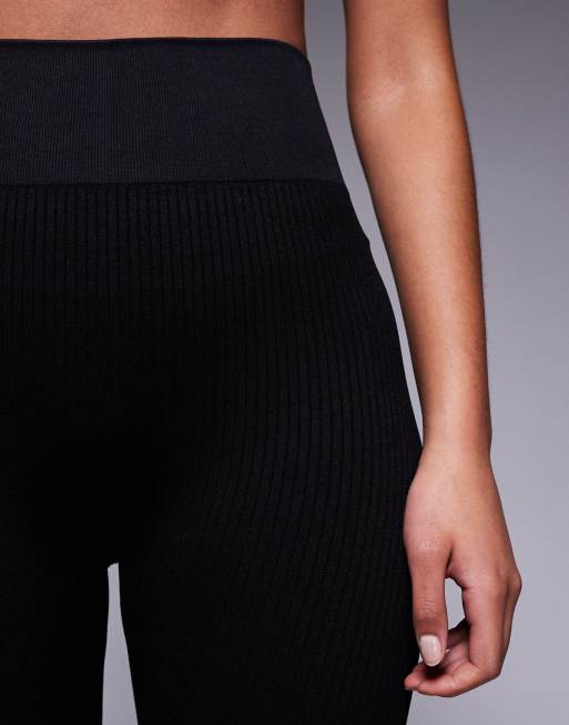 4505 Tall Icon seamless rib gym legging in black , 4 of 5