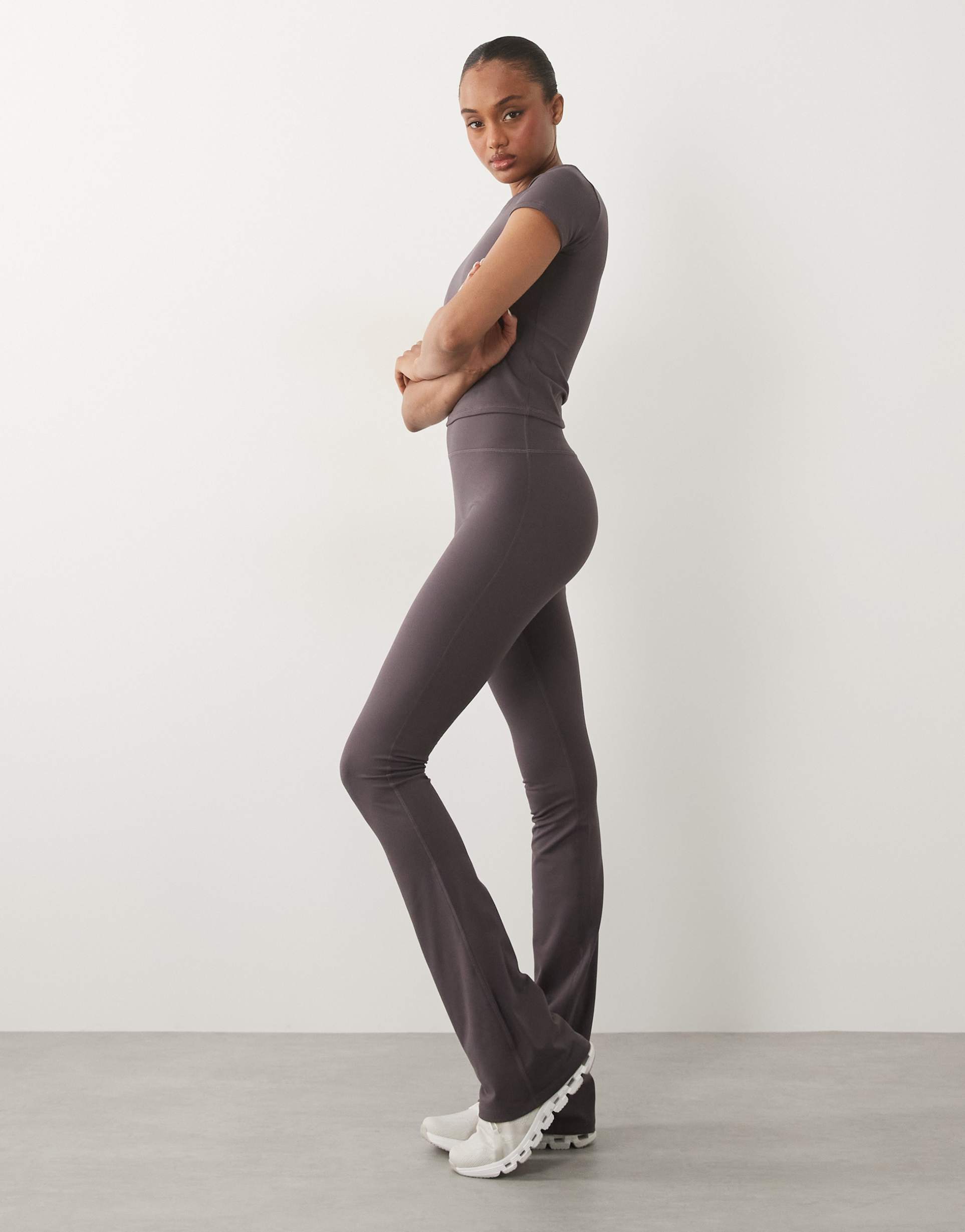 4505 tall icon soft touch high waist slim kick yoga leggings in storm gray