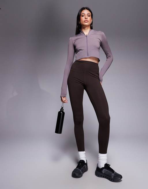 4505 Tall Icon soft touch high waist yoga leggings in chocolate, 2 of 5