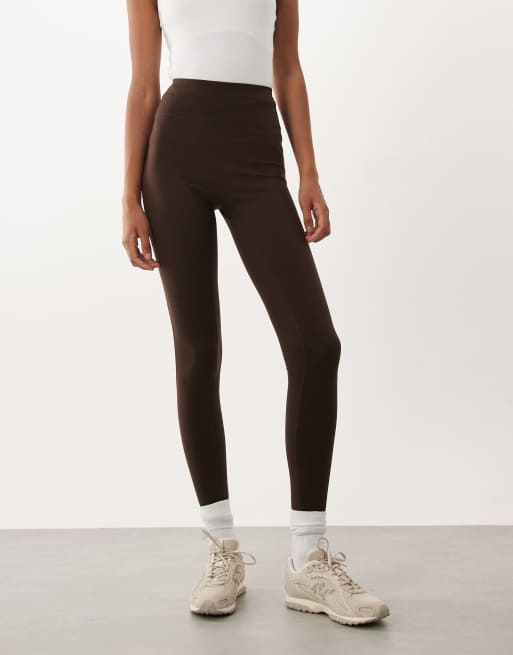 4505 Tall Icon soft touch high waist yoga leggings in chocolate, 2 of 5