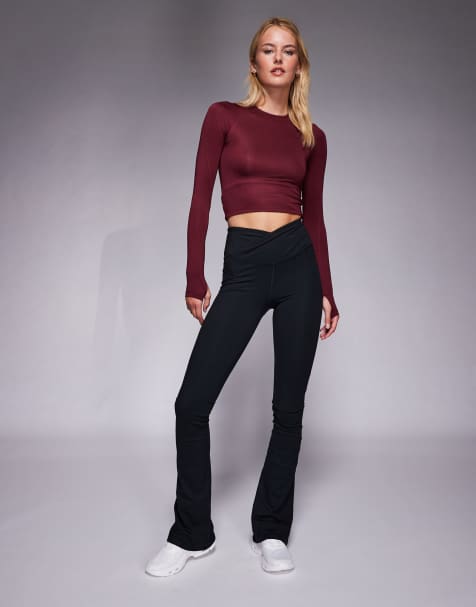 4505 Tall Icon soft touch wrap waist slim kick yoga leggings in black - view 1