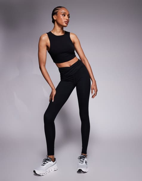 4505 Tall Icon soft touch wrap waist yoga leggings in black - view 1