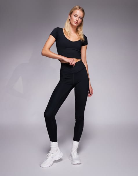 4505 Tall Icon soft touch wrap waist yoga leggings in black - view 1