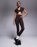 [ASOS] 4505 Tall Icon soft touch high waist yoga leggings in chocolate-Brown 14 Chocolate