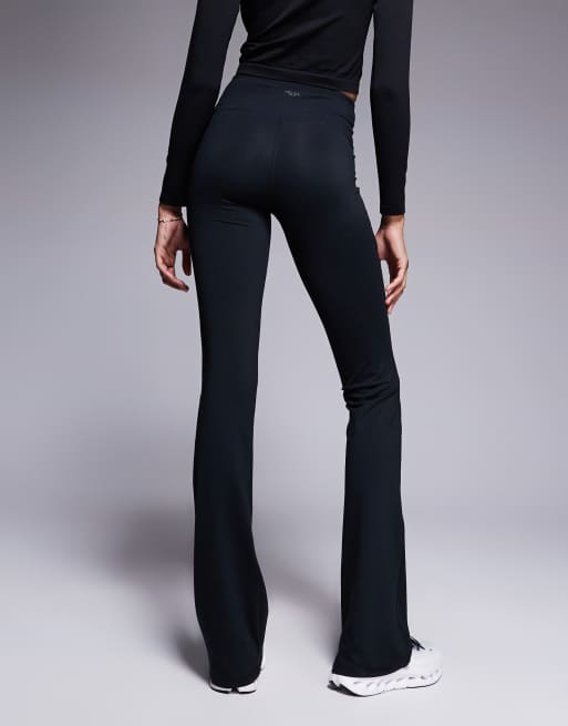 4505 Tall - Icon - Sorte bløde slim-yogaleggings med svaj og slå-om-design i taljen, 4 af 5