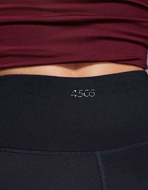 4505 Tall – Icon – Svart, mjuka, smala yogaleggings med omlottmidja och utsvängda ben, 4 av 5