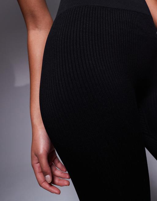 4505 Tall – Icon – Svarta, ribbade gymleggings i seamless design , 3 av 5